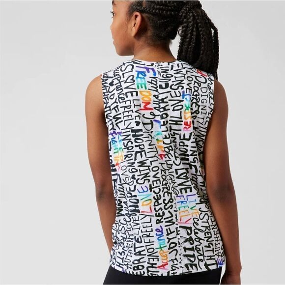 Athleta Girl Pride Size Small (7) Organic Cotton Multi Explore Tank - Picture 3 of 8